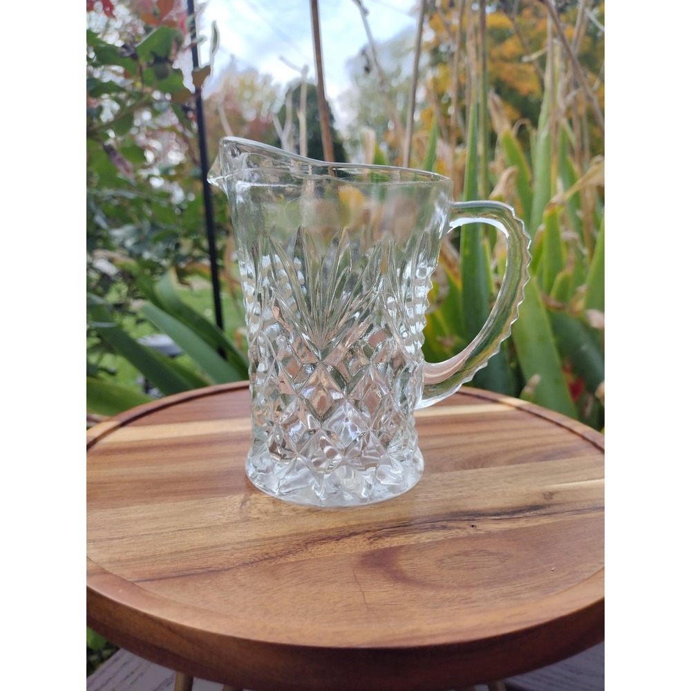 Small vintage crystal glass pitcher